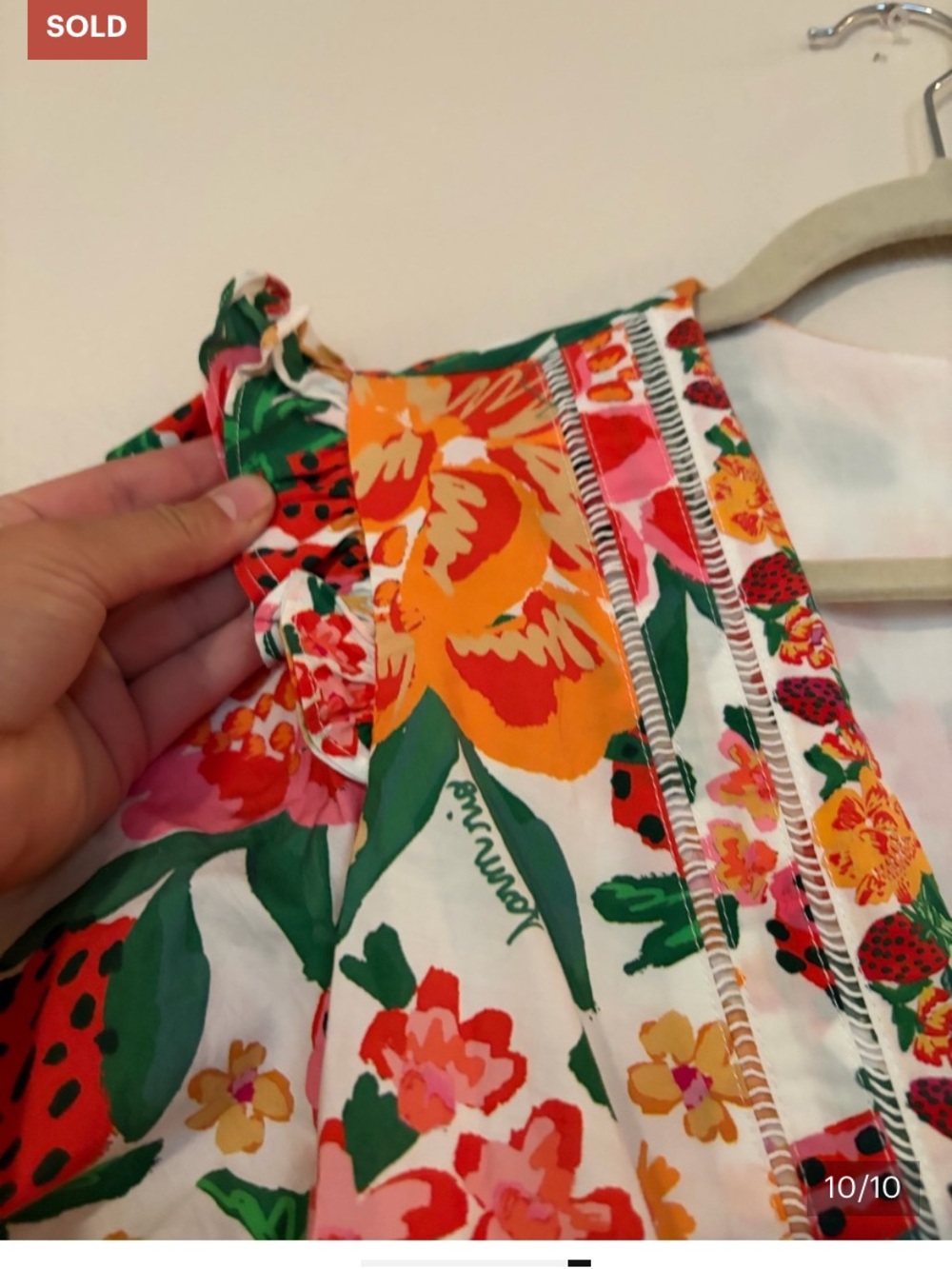 Farm Rio Flowerful Sketch Romper size XL Strawberry Print Jumpsuit - Picture 4 of 5